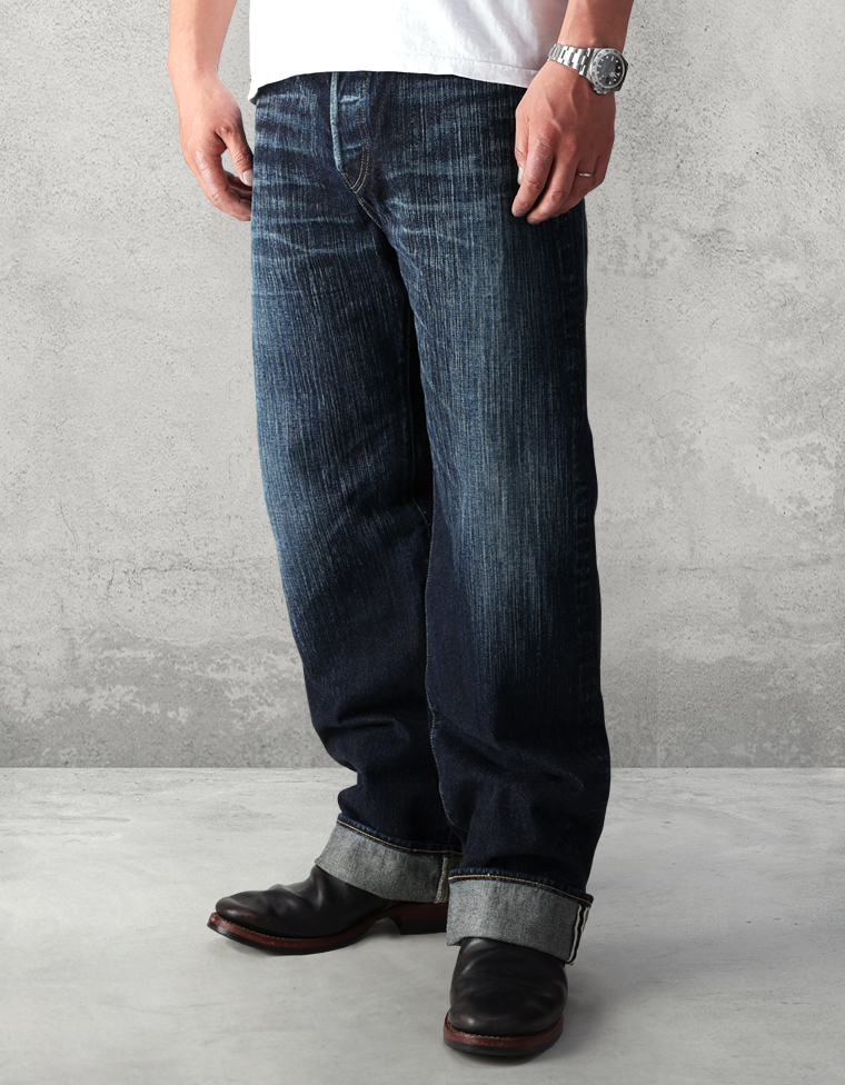 14.5oz ジーンズ FN-D111C（左綾ジンバブエコットン ワイドストレート エイジング加工）