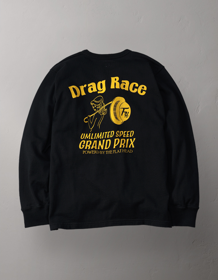 吊り生地 ロングスリーブTシャツ - DRAG RACE -