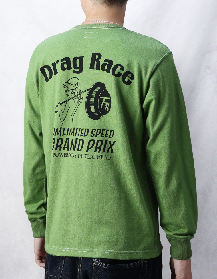 吊り生地 ロングスリーブTシャツ - DRAG RACE -