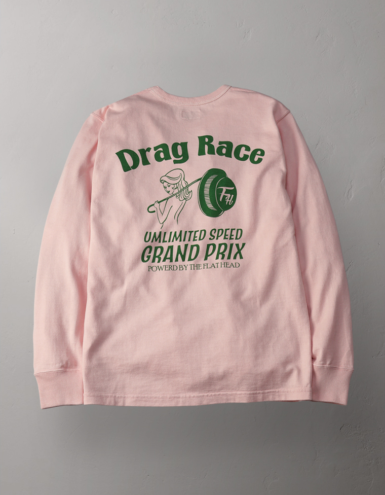 吊り生地 ロングスリーブTシャツ - DRAG RACE -
