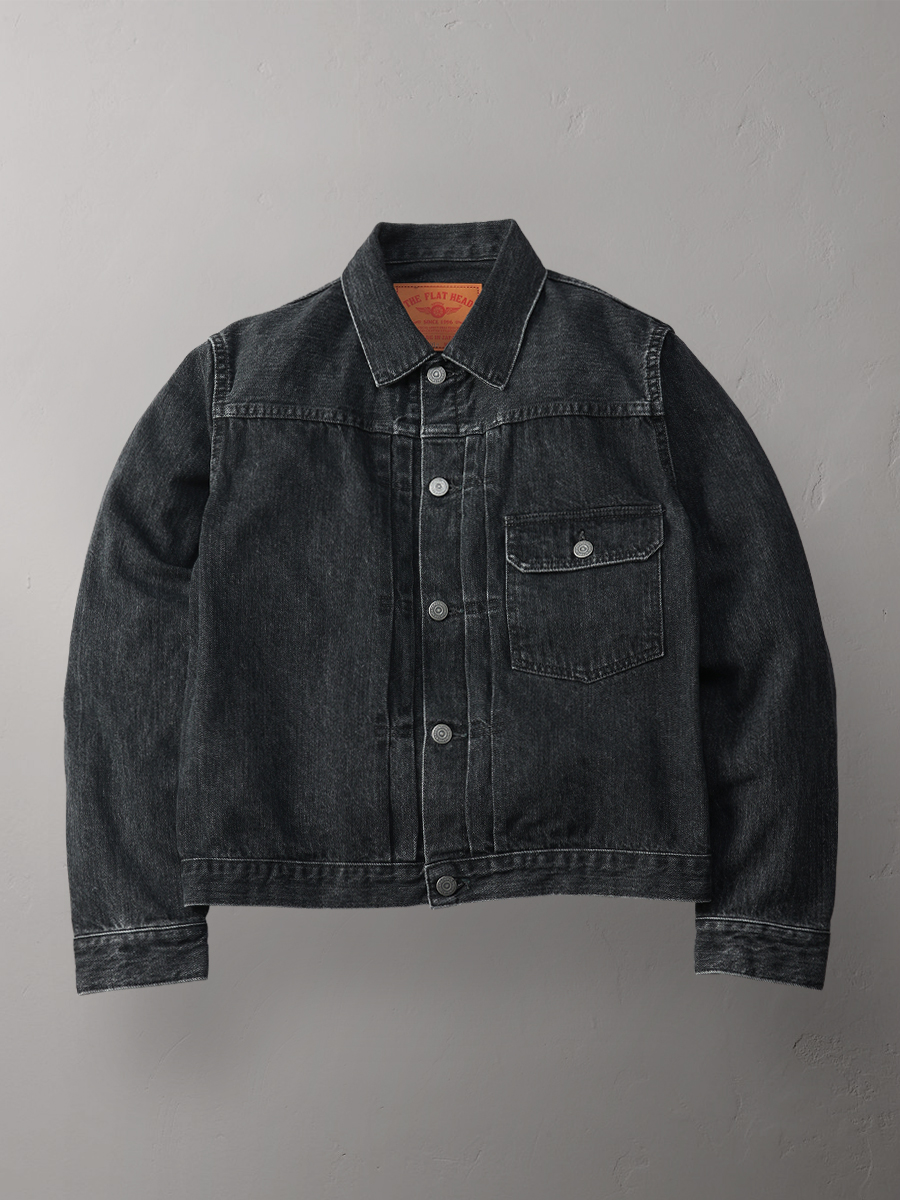 12.5oz 加工 ブラックデニムジャケット 40sモデル FN-OJ-DB001C