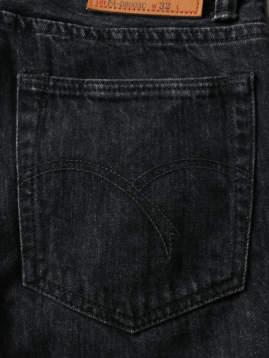 12.5oz ワイドテーパード 加工ブラックデニムパンツ FN-PA-DB003C