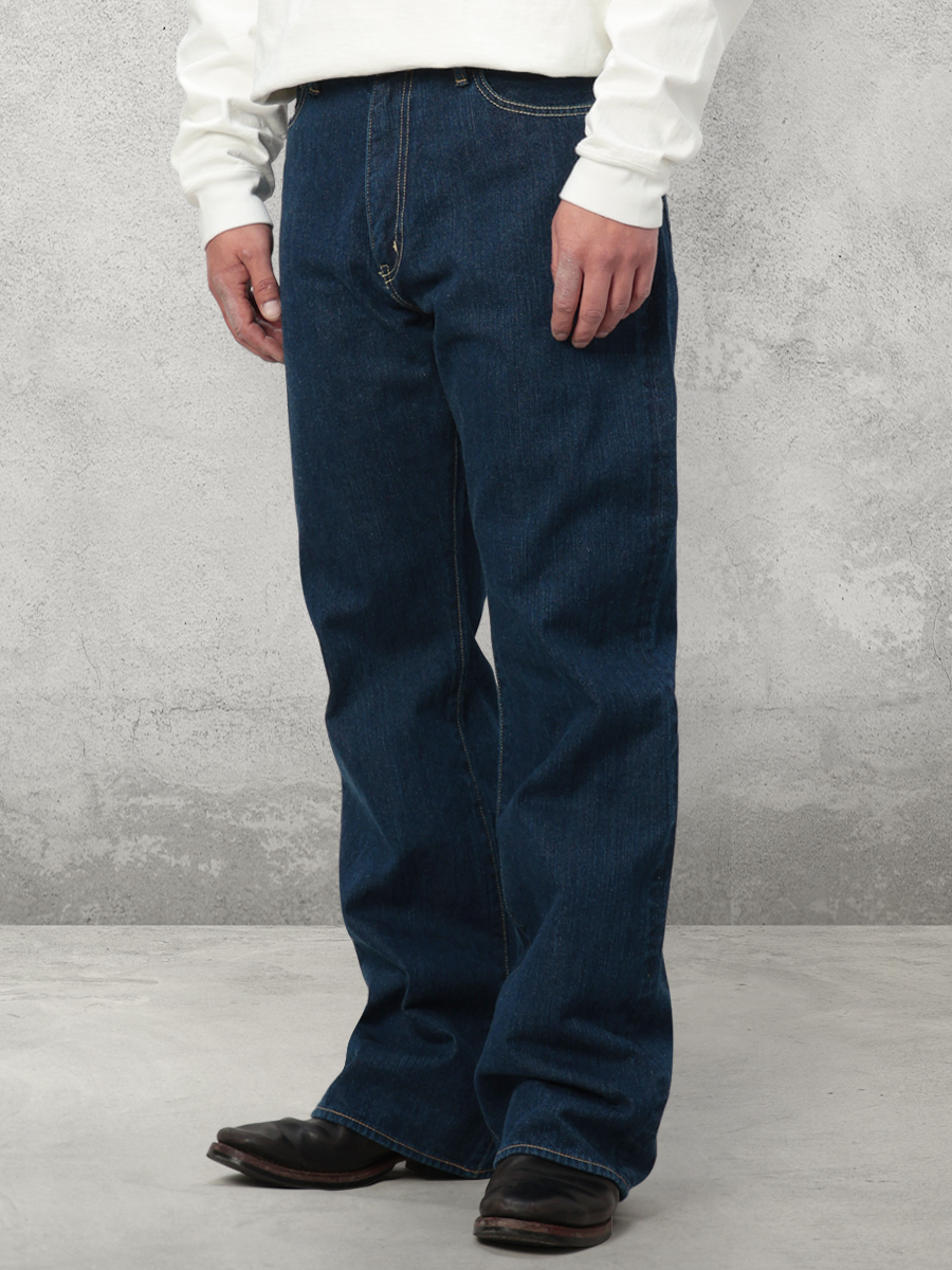 12.5oz 左綾ジンバブエコットン ワイドブーツカット ジーンズ-フェード加工 FN-D217F